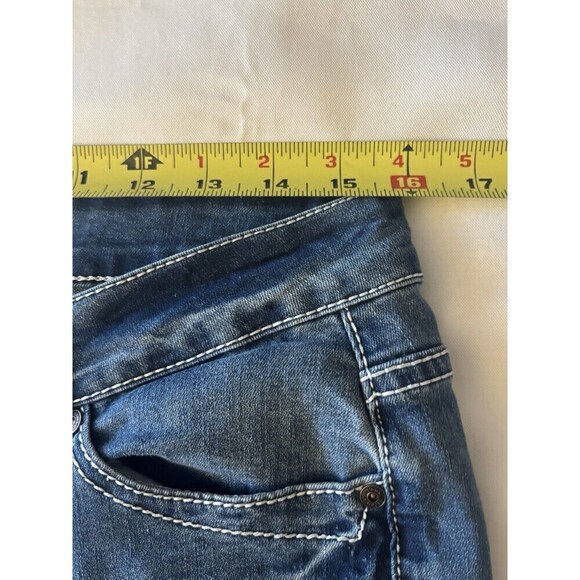 SUZANNE BETRO Denim Embroidered Flare Leg Crop Jeans Women 10 Mid Rise Stretch - Picture 12 of 15